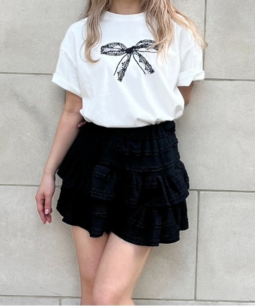 MORE self LOVE(モアセルフラブ)の「lace ribbon T shirt(Tシャツ/カットソー・レディース・ホワイト・FREE)」の2枚目の写真