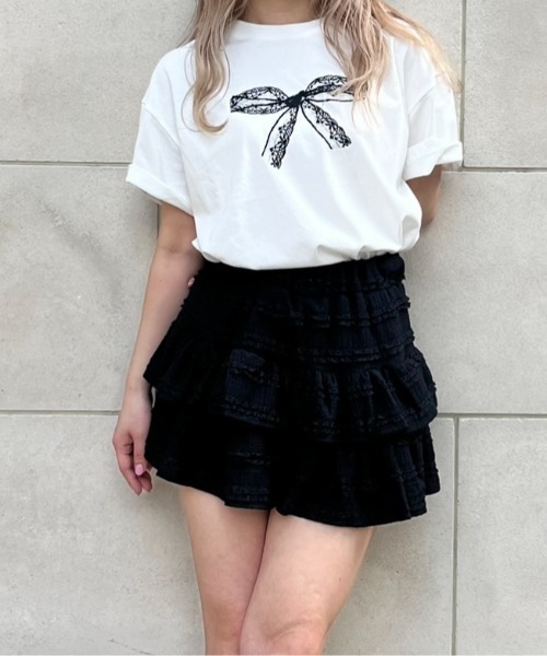 MORE self LOVE(モアセルフラブ)の「lace ribbon T shirt(Tシャツ/カットソー・レディース・ホワイト・FREE)」の3枚目の写真