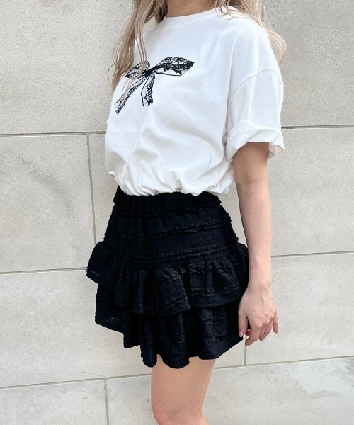 MORE self LOVE(モアセルフラブ)の「lace ribbon T shirt(Tシャツ/カットソー・レディース・ホワイト・FREE)」の6枚目の写真