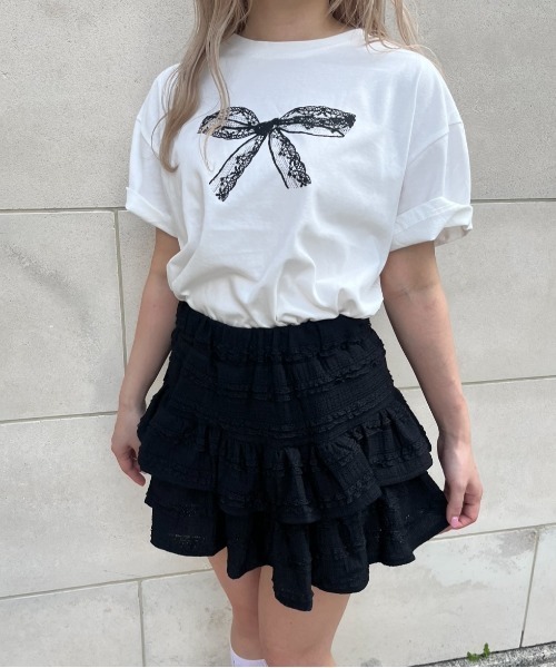 MORE self LOVE(モアセルフラブ)の「lace ribbon T shirt(Tシャツ/カットソー・レディース・ホワイト・FREE)」の7枚目の写真