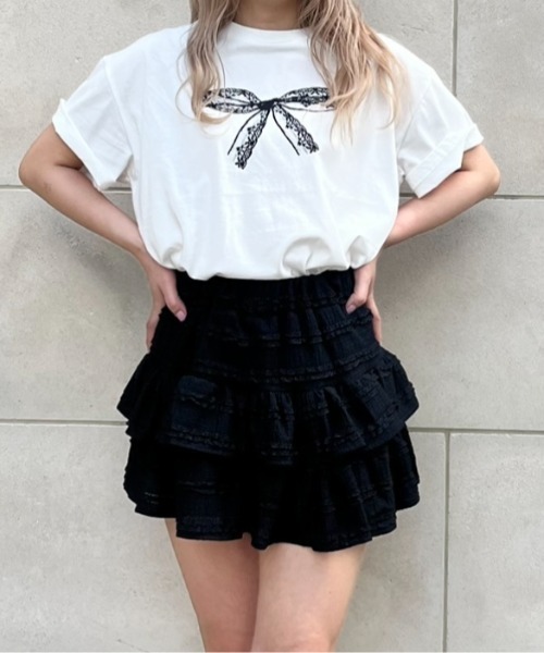 MORE self LOVE(モアセルフラブ)の「lace ribbon T shirt(Tシャツ/カットソー・レディース・ホワイト・FREE)」の9枚目の写真