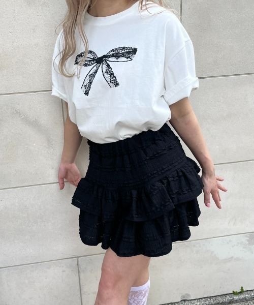 MORE self LOVE(モアセルフラブ)の「lace ribbon T shirt(Tシャツ/カットソー・レディース・ホワイト・FREE)」の10枚目の写真