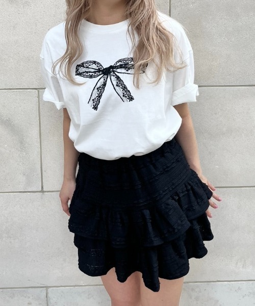 MORE self LOVE(モアセルフラブ)の「lace ribbon T shirt(Tシャツ/カットソー・レディース・ホワイト・FREE)」の12枚目の写真