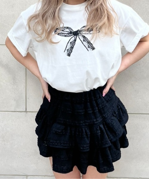 MORE self LOVE(モアセルフラブ)の「lace ribbon T shirt(Tシャツ/カットソー・レディース・ホワイト・FREE)」の13枚目の写真