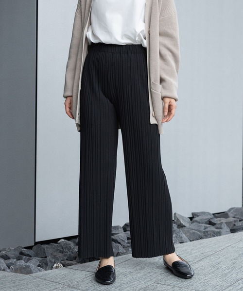 GLOBAL WORK Smile Seed Store（グローバルワーク スマイルシードストア）の「リラクシープリーツパンツ/161581（その他パンツ・レディース・ブラック/グレー系その他/チャコール/カーキ/グレー系その他2/ライトブラウン・MEDIUM/LARGE）」の2枚目の写真