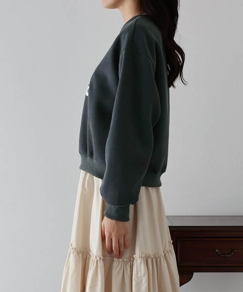 BLUEEAST（ブルーイースト）の「レースリボン刺繍スウェット（スウェット・レディース・アイボリー/グレー/チャコールグレー・MEDIUM）」の14枚目の写真