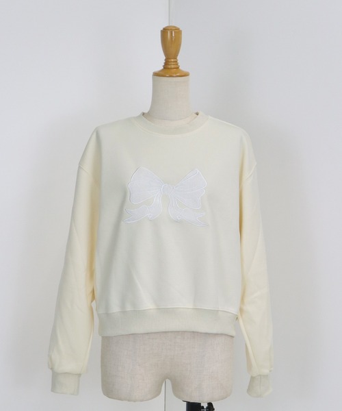 BLUEEAST（ブルーイースト）の「レースリボン刺繍スウェット（スウェット・レディース・アイボリー/グレー/チャコールグレー・MEDIUM）」の16枚目の写真