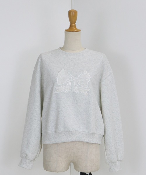 BLUEEAST（ブルーイースト）の「レースリボン刺繍スウェット（スウェット・レディース・アイボリー/グレー/チャコールグレー・MEDIUM）」の17枚目の写真