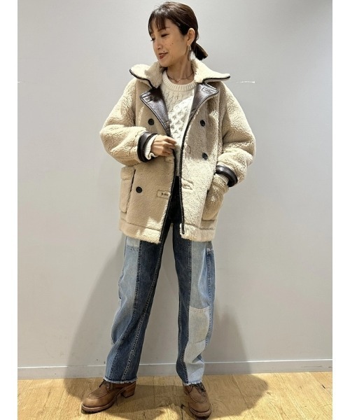 GAP(ギャップ)の「リバーシブル リサイクル ヴィーガンレザー ボアジャケット(ライダースジャケット・レディース・アイボリー・XS/S/M/XXS/L)」の7枚目の写真