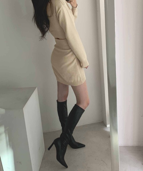 NANEA（ナネア）の「バックオープンケーブルニットミニワンピース（ワンピース・レディース・ブラック/グレー/オフホワイト・フリー）」の9枚目の写真