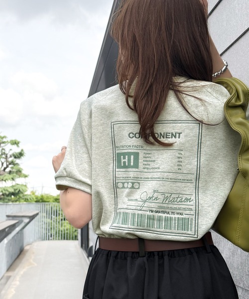 classicalelf（クラシカルエルフ）の「大人カジュアルの新定番。前後2wayグラフィック刺繍＆プリントスウェットトップス（半袖）（スウェット・レディース・オートミール/オフホワイト/杢グレー/チャコールグレー・X-LARGE/SMALL/MEDIUM/LARGE）」の7枚目の写真