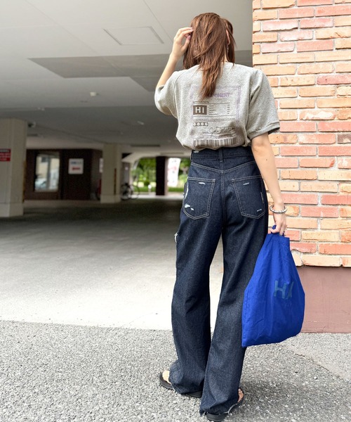 classicalelf（クラシカルエルフ）の「大人カジュアルの新定番。前後2wayグラフィック刺繍＆プリントスウェットトップス（半袖）（スウェット・レディース・オートミール/オフホワイト/杢グレー/チャコールグレー・X-LARGE/SMALL/MEDIUM/LARGE）」の11枚目の写真