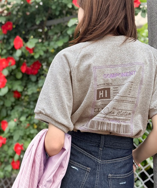 classicalelf（クラシカルエルフ）の「大人カジュアルの新定番。前後2wayグラフィック刺繍＆プリントスウェットトップス（半袖）（スウェット・レディース・オートミール/オフホワイト/杢グレー/チャコールグレー・X-LARGE/SMALL/MEDIUM/LARGE）」の18枚目の写真