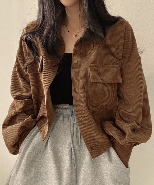 Miniministore(ミニミニストア)の「コーデュロイ ジャケット レディース長袖(ブルゾン・レディース・ブルーグレー/ブラック/ブラウン・FREE)」の6枚目の写真
