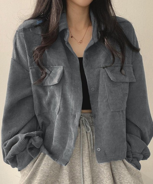 Miniministore(ミニミニストア)の「コーデュロイ ジャケット レディース長袖(ブルゾン・レディース・ブルーグレー/ブラック/ブラウン・FREE)」の9枚目の写真