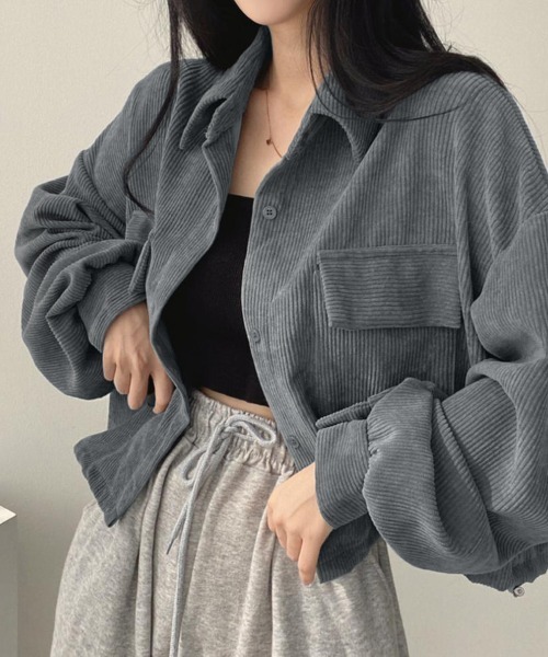 Miniministore(ミニミニストア)の「コーデュロイ ジャケット レディース長袖(ブルゾン・レディース・ブルーグレー/ブラック/ブラウン・FREE)」の11枚目の写真