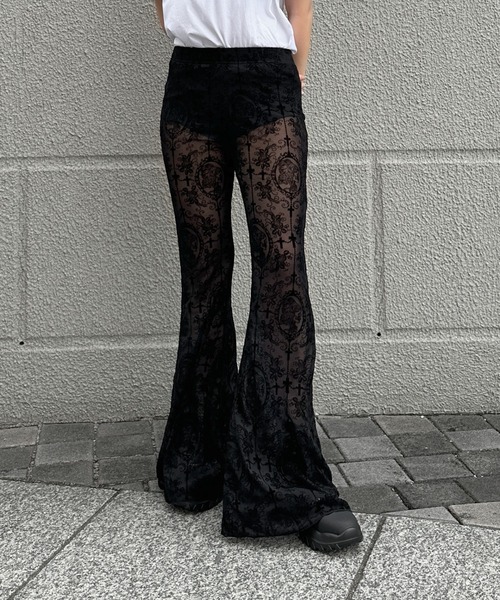 パンツ meltthelady lace sheer pants jiasecond.】レースフレアシースルーパンツ / ボトムス レース フレア