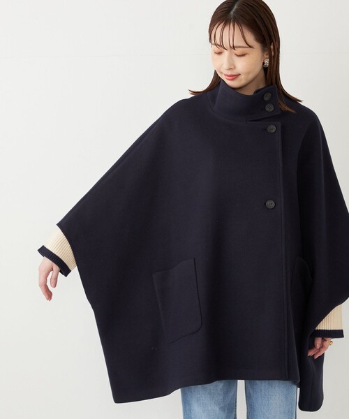 SHIPS Colors（シップス カラーズ）の「SHIPS Colors: 〈手洗い可能〉ジャージーメルトン ポンチョ◇（ポンチョ・レディース・ブラウン/ネイビー・ONE SIZE）」の18枚目の写真