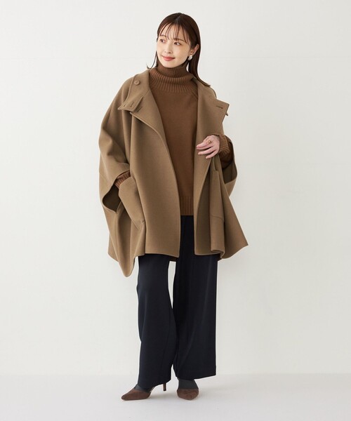 SHIPS Colors（シップス カラーズ）の「SHIPS Colors: 〈手洗い可能〉ジャージーメルトン ポンチョ◇（ポンチョ・レディース・ブラウン/ネイビー・ONE SIZE）」の19枚目の写真