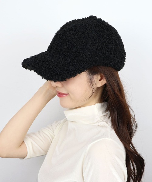 CEMONEMO（セモネモ）の「もこもこ ボア ボールキャップ（キャップ・レディース・ブラック/アイボリー/ベージュ・FREE）」の5枚目の写真
