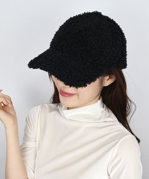 CEMONEMO（セモネモ）の「もこもこ ボア ボールキャップ（キャップ・レディース・ブラック/アイボリー/ベージュ・FREE）」の6枚目の写真