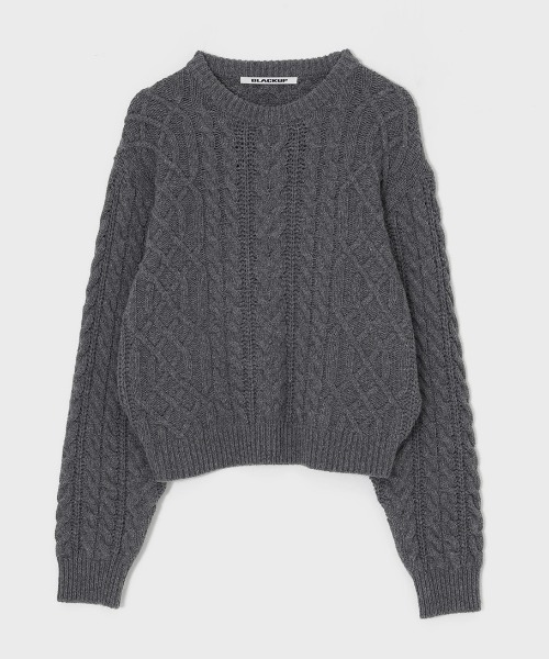 BLACKUP（ブラックアップ）の「[MADE] メレンディケーブルラウンドニット（ニット/セーター・レディース・グレー/ベージュ・ONESIZE）」の9枚目の写真