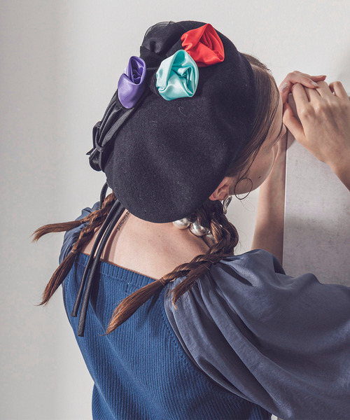 新品未使用 バラ色の帽子 カンカン帽 ストローハット バラ色の帽子