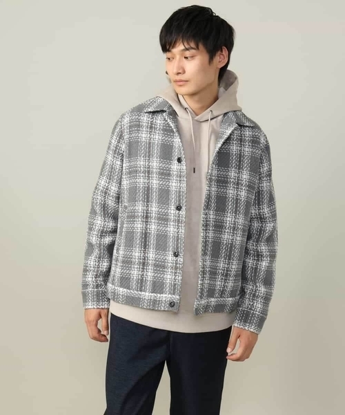 a.v.v(アーヴェヴェ)の「【洗濯機で洗える】ツイードチェックショートブルゾン(ブルゾン・メンズ・ホワイト/グレー・48/50/46)」の18枚目の写真