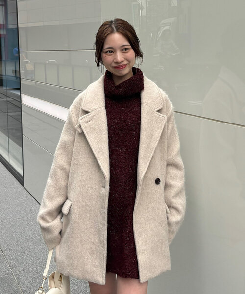 Chico(チコ)の「【まよ企画/WEB限定】肩スリットタートルニットワンピース(ワンピース・レディース・レッド/アイボリー・FREE)」の17枚目の写真