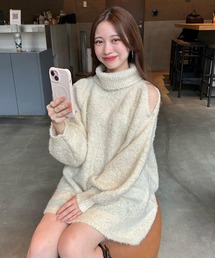 【まよ企画/WEB限定】肩スリットタートルニットワンピース