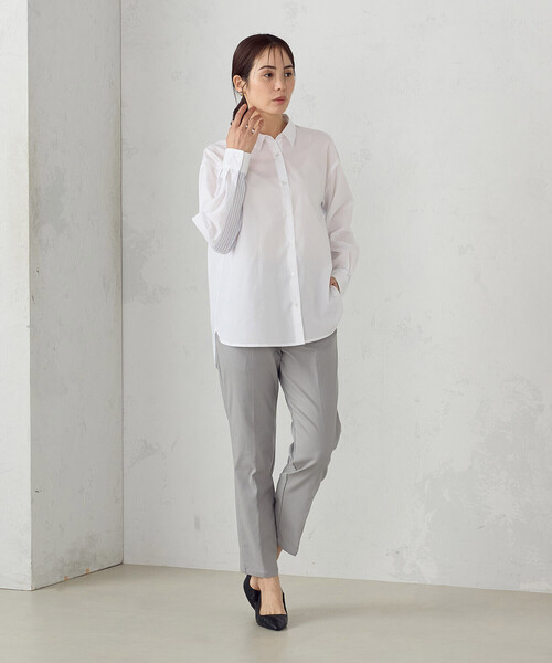 COMME CA MODELS(コムサモデルズ)の「【美しいベーシックパンツ】裏起毛カルゼ テーパードパンツ(その他パンツ・レディース・ネイビー/ブラック/ライトグレー/グリーン・X-SMALL/SMALL/MEDIUM/LARGE/X-LARGE)」の8枚目の写真