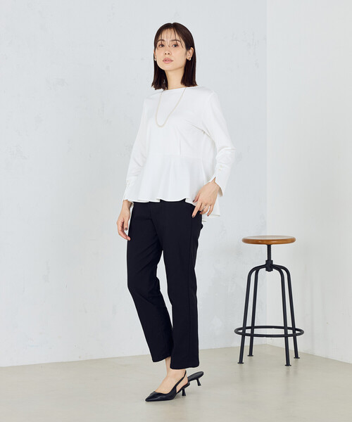 COMME CA MODELS(コムサモデルズ)の「【美しいベーシックパンツ】裏起毛カルゼ テーパードパンツ(その他パンツ・レディース・ネイビー/ブラック/ライトグレー/グリーン・X-SMALL/SMALL/MEDIUM/LARGE/X-LARGE)」の9枚目の写真