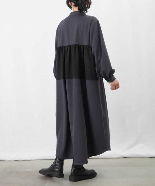 LUCA/LADY LUCK LUCA（ルカ/レディラックルカ）の「LC/LLL 配色切替バンドカラーボリュームワンピース（シャツワンピース・レディース・ベージュ/ブラック/チャコールグレー・S/M）」の17枚目の写真