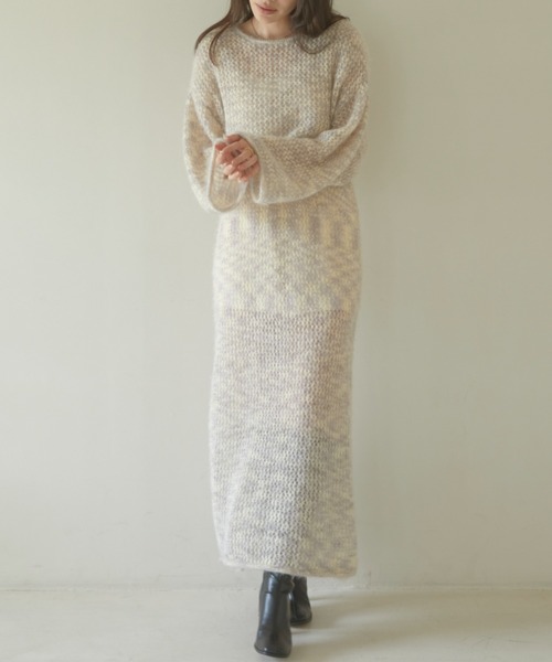 ACYM(アシーム)の「Cat yarn nosleeve ニット(ワンピース・レディース・ベージュ/グレー・FREE)」の3枚目の写真