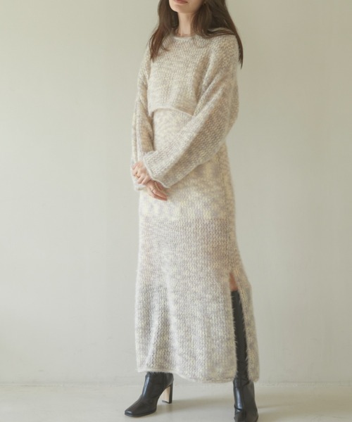 ACYM(アシーム)の「Cat yarn nosleeve ニット(ワンピース・レディース・ベージュ/グレー・FREE)」の9枚目の写真