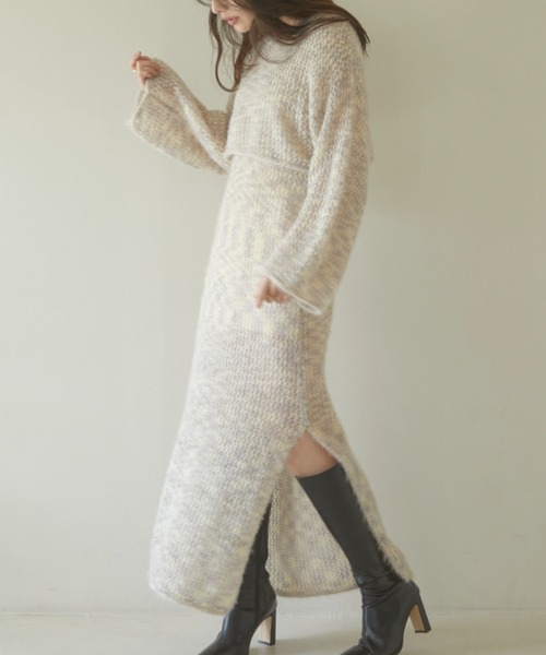 ACYM(アシーム)の「Cat yarn nosleeve ニット(ワンピース・レディース・ベージュ/グレー・FREE)」の10枚目の写真