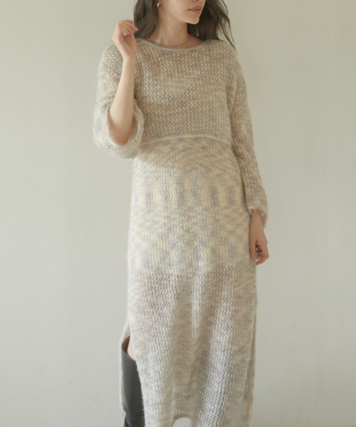 ACYM(アシーム)の「Cat yarn nosleeve ニット(ワンピース・レディース・ベージュ/グレー・FREE)」の15枚目の写真