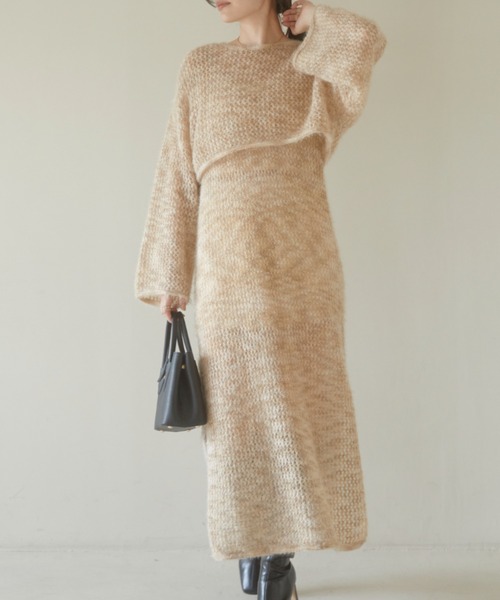 ACYM(アシーム)の「Cat yarn nosleeve ニット(ワンピース・レディース・ベージュ/グレー・FREE)」の7枚目の写真