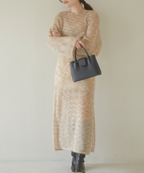 ACYM(アシーム)の「Cat yarn nosleeve ニット(ワンピース・レディース・ベージュ/グレー・FREE)」の6枚目の写真