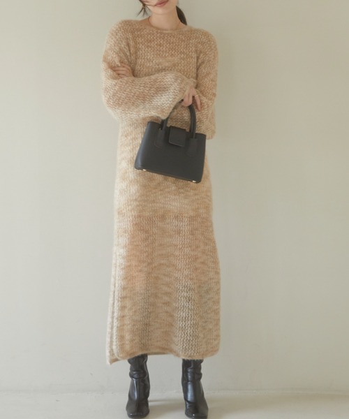 ACYM(アシーム)の「Cat yarn nosleeve ニット(ワンピース・レディース・ベージュ/グレー・FREE)」の12枚目の写真