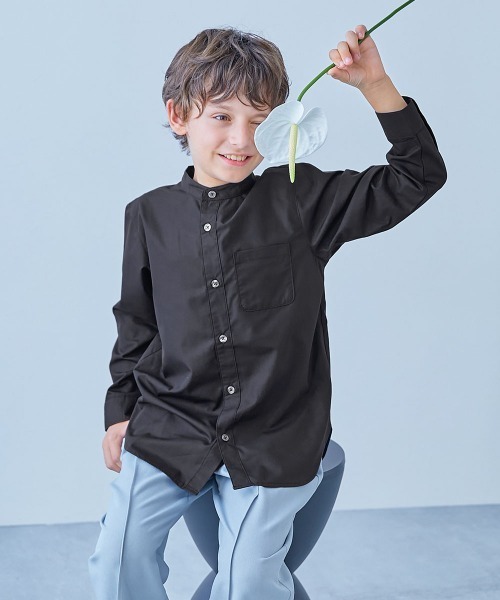 devirock（デビロック）の「えらべる フォーマルデザインシャツ（シャツ/ブラウス・キッズ・グレー系1/グレー系2/グレー系3/ホワイト系1/ホワイト系2/ホワイト系3/サックスブルー系1/サックスブルー系2/ブラック系1/ベージュ系/ブラック系2/ネイビー系/グレー系4・140cm/150cm/160cm/110cm/100cm/120cm/130cm）」の4枚目の写真