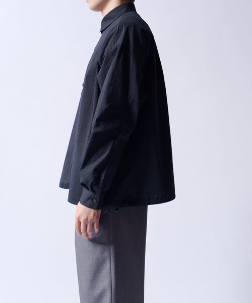 Lui's（ルイス）の「COOLMAXコード付シャツブルゾン（シャツ/ブラウス・メンズ・ブラック/ホワイト・M/S）」の5枚目の写真