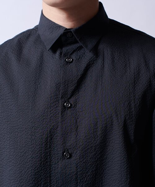 Lui's（ルイス）の「COOLMAXコード付シャツブルゾン（シャツ/ブラウス・メンズ・ブラック/ホワイト・M/S）」の6枚目の写真