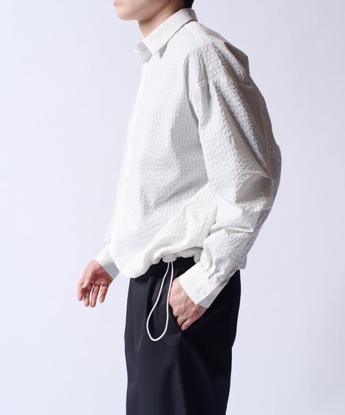 Lui's（ルイス）の「COOLMAXコード付シャツブルゾン（シャツ/ブラウス・メンズ・ブラック/ホワイト・M/S）」の9枚目の写真