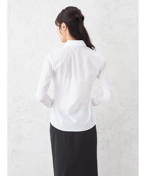 HARUYAMA(ハルヤマ)の「【形態安定】ブラウス 長袖 GraceField 白ブロード スキッパー ストレッチ リクルート 通年(シャツ/ブラウス・レディース・ホワイト・5号/7号/11号/9号/13号/15号/19号/17号)」の3枚目の写真