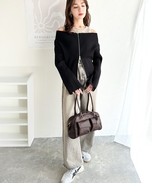 mily bilet(ミウィビレット)の「【mily bilet】大人の愛されカーデ。オフショル2WAYダブルジップニットカーディガン(カーディガン/ボレロ・レディース・アイボリー/ブルー/ブラック・X-LARGE/LARGE/MEDIUM/SMALL)」の20枚目の写真