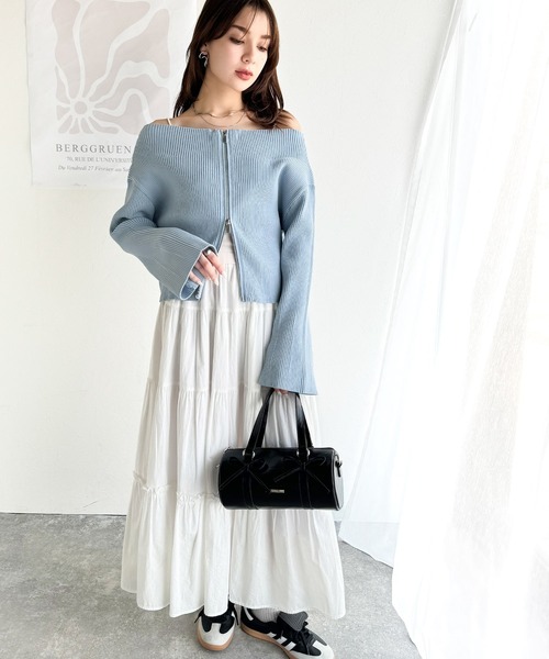 mily bilet(ミウィビレット)の「【mily bilet】大人の愛されカーデ。オフショル2WAYダブルジップニットカーディガン(カーディガン/ボレロ・レディース・アイボリー/ブルー/ブラック・X-LARGE/LARGE/MEDIUM/SMALL)」の15枚目の写真