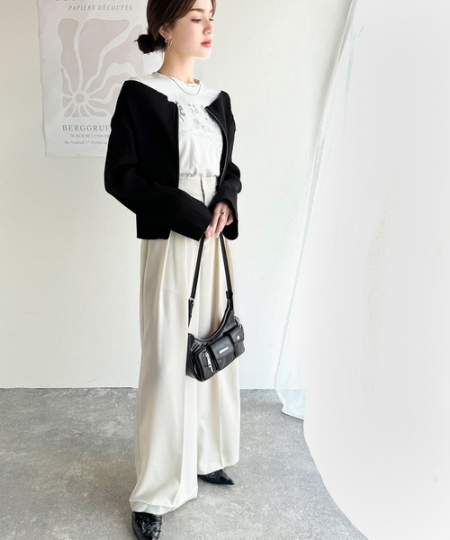 mily bilet(ミウィビレット)の「【mily bilet】大人の愛されカーデ。オフショル2WAYダブルジップニットカーディガン(カーディガン/ボレロ・レディース・アイボリー/ブルー/ブラック・X-LARGE/LARGE/MEDIUM/SMALL)」の11枚目の写真