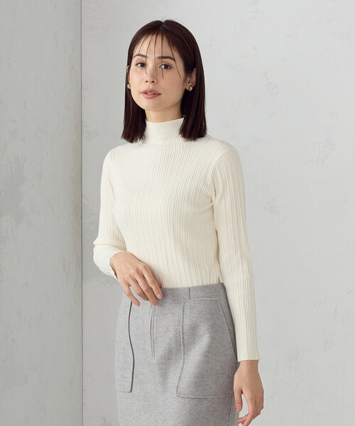 Hachi888 DES PRES ベーシックサーキュラーリブ ハイネック セール】ベーシック ランダムリブ ハイネックニット（ニット