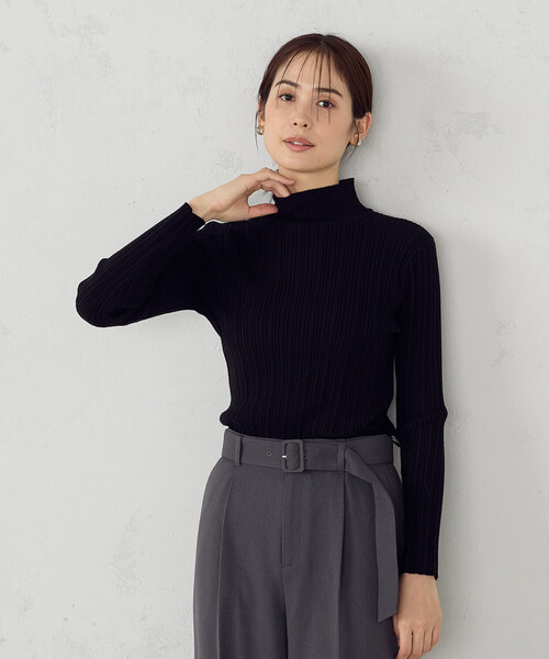 COMME CA ISM（コムサイズム）の「ベーシック ランダムリブ ハイネックニット（ニット/セーター・レディース・ブラック/ミント/ホワイト/グリーン・MEDIUM/LARGE）」の8枚目の写真